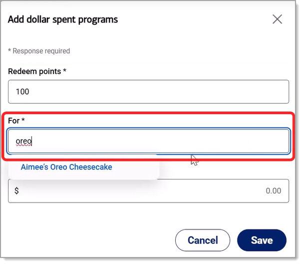 For field highlighted with item dropdown.