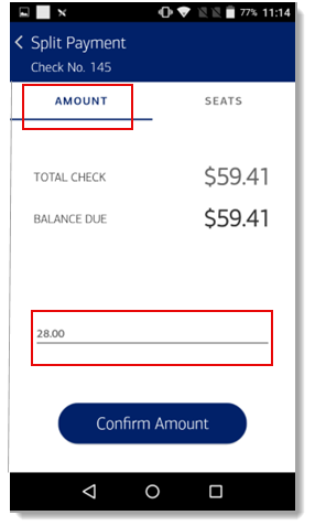 split payment by guest amount tab