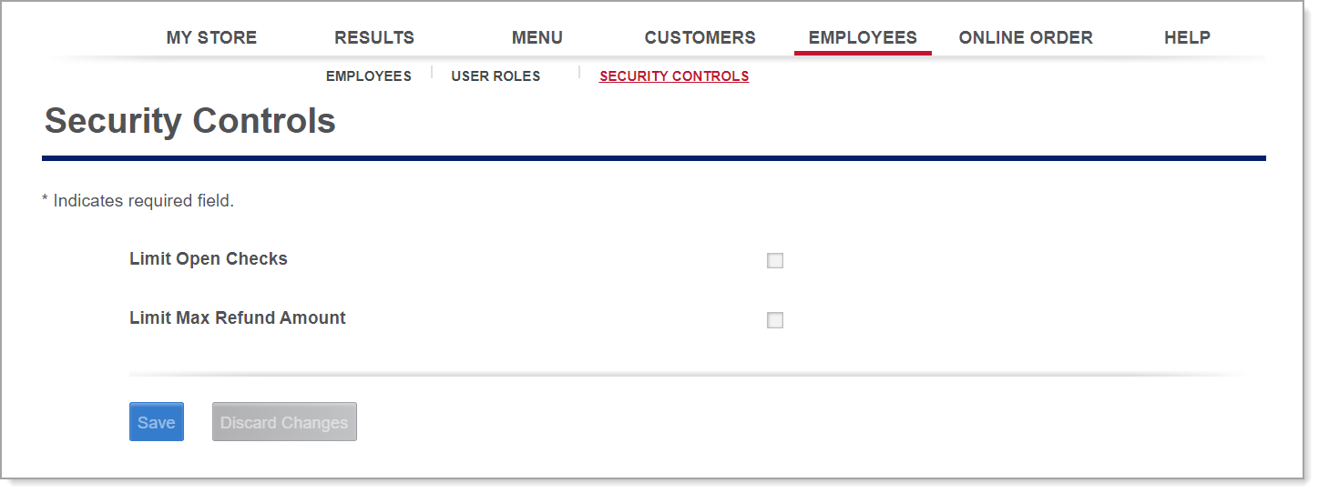 Security Controls dialog box