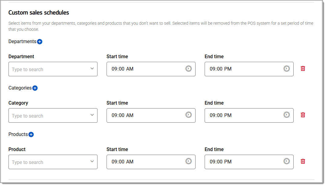 custom sales schedules options