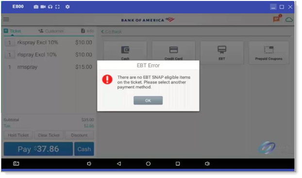 EBT Error message