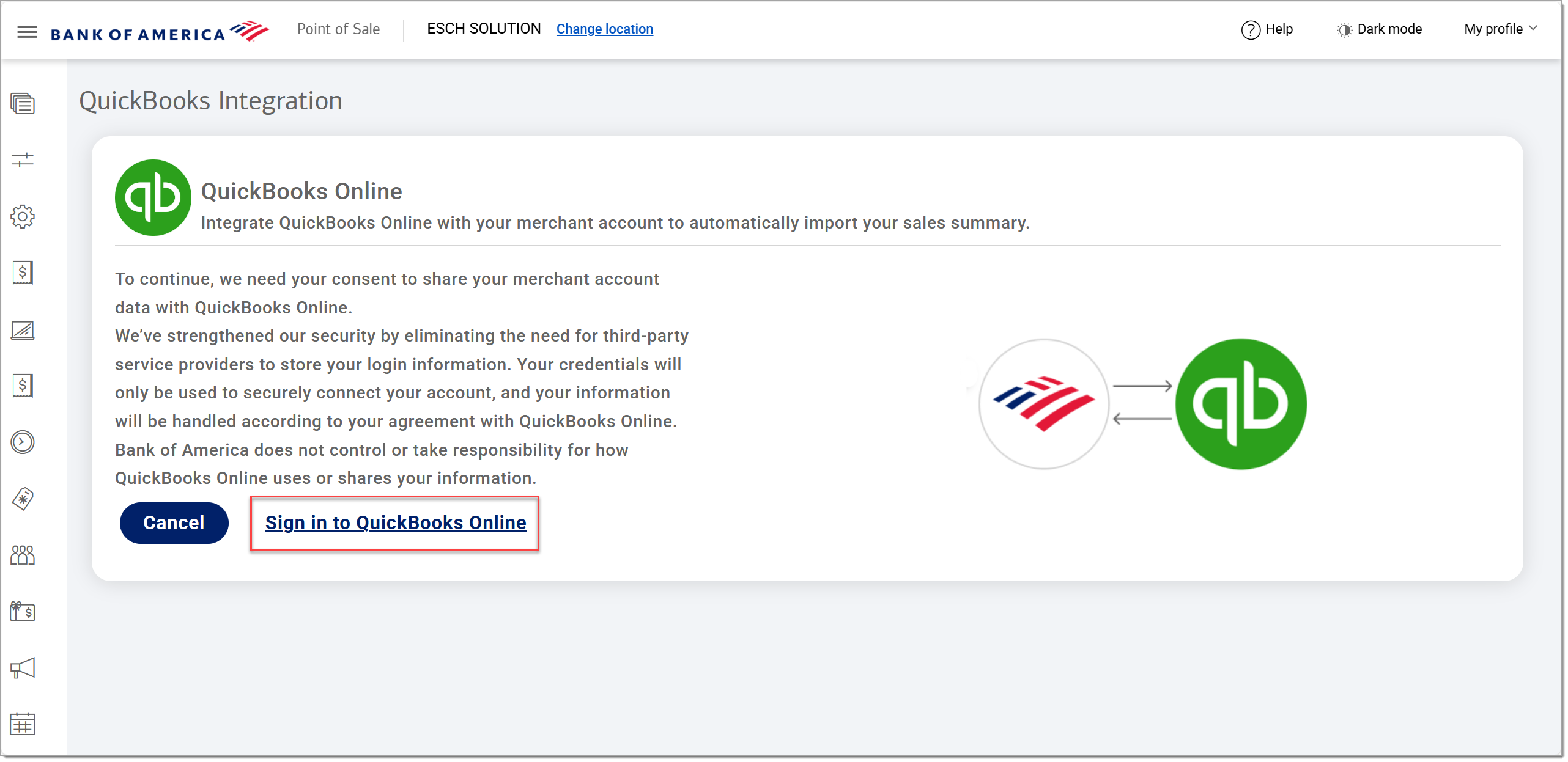 Click Sign in to QuickBooks Online highlighted