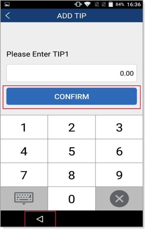 Tip amount field