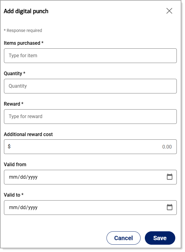 Add digital punch program settings window