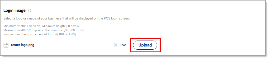 Login image with upload button highlighted.