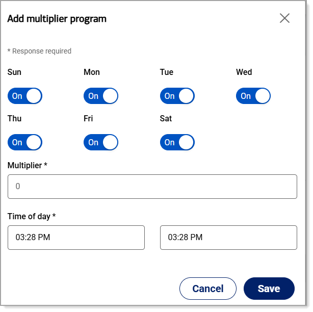 Add multiplier program settings window