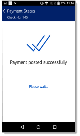 Payment Posted Successfully message