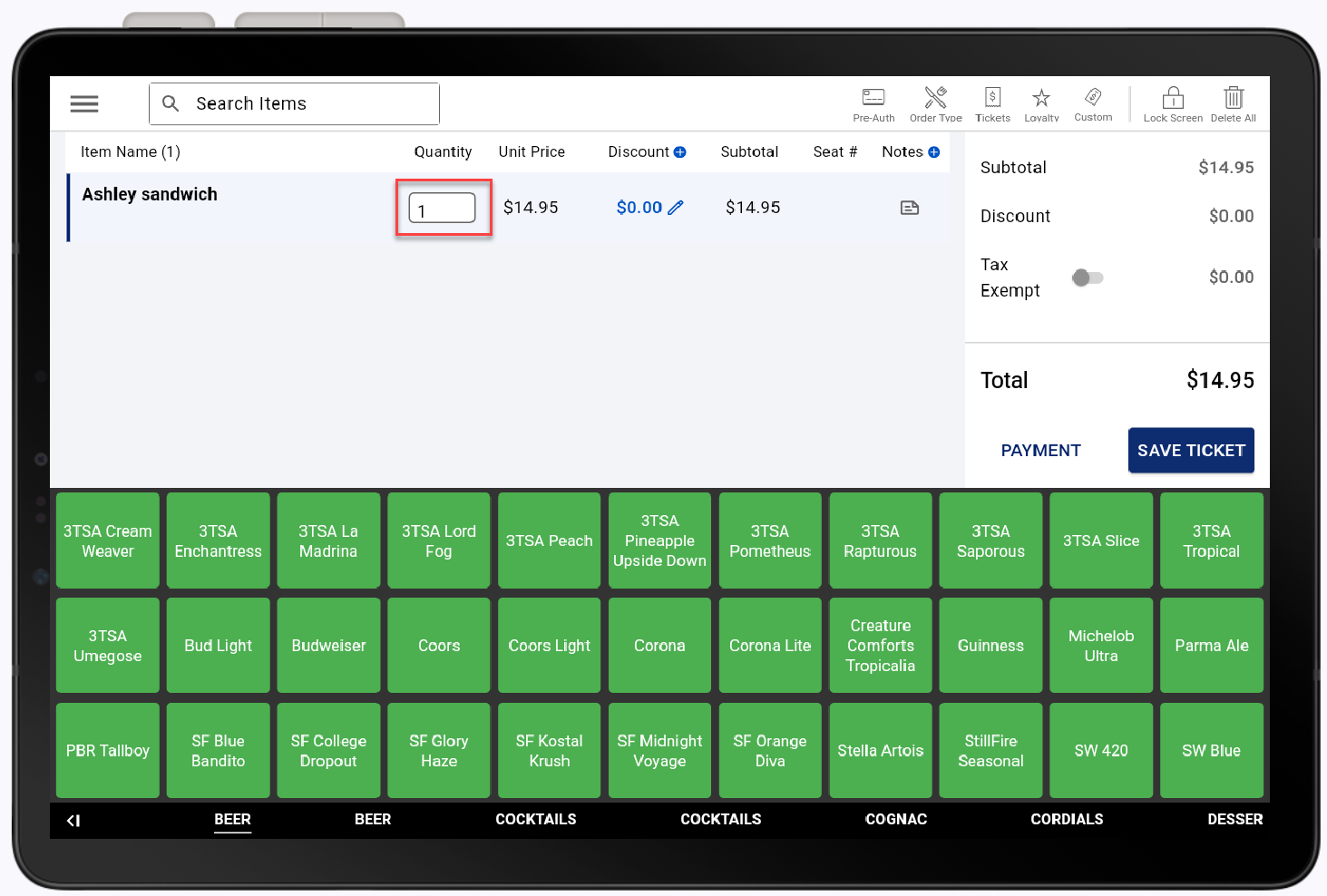 changing item quantity